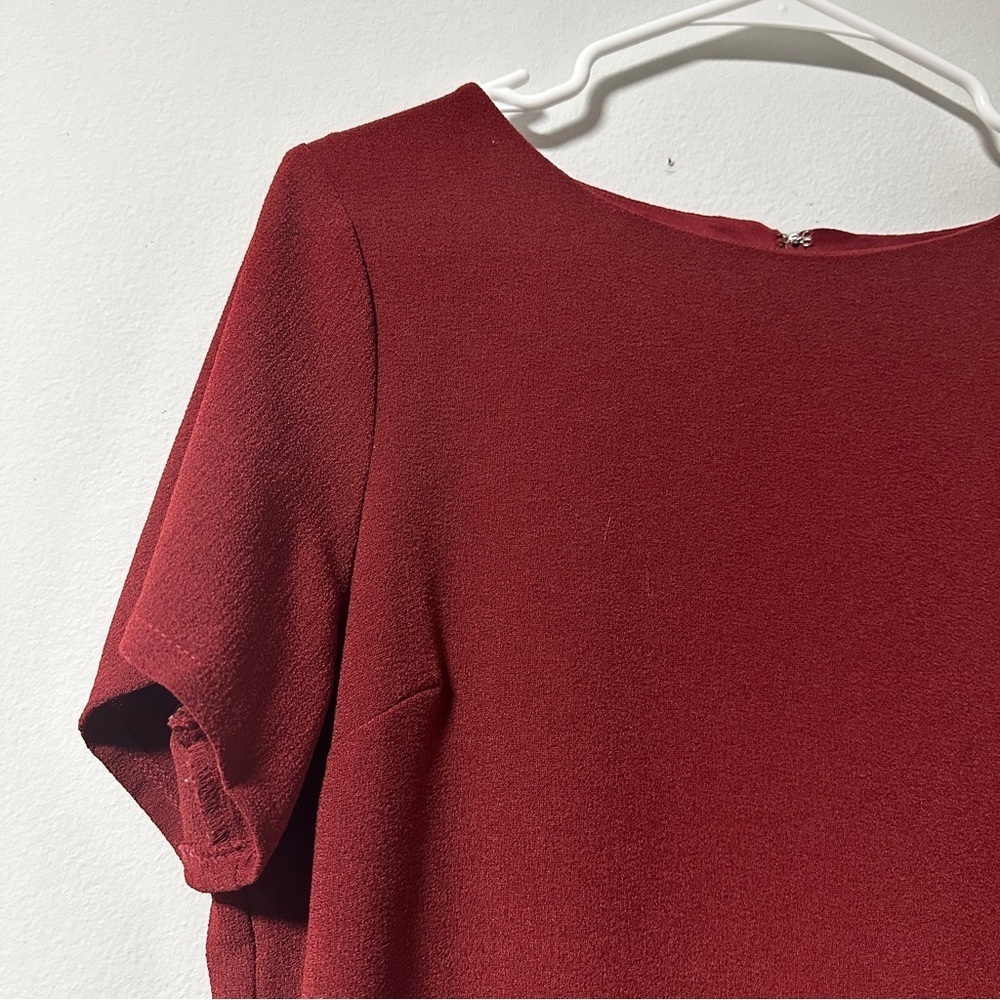 Charming Charlie Maroon Red Shift Dress Short Sleeve Women’s Size Large Spring - Picture 4 of 11